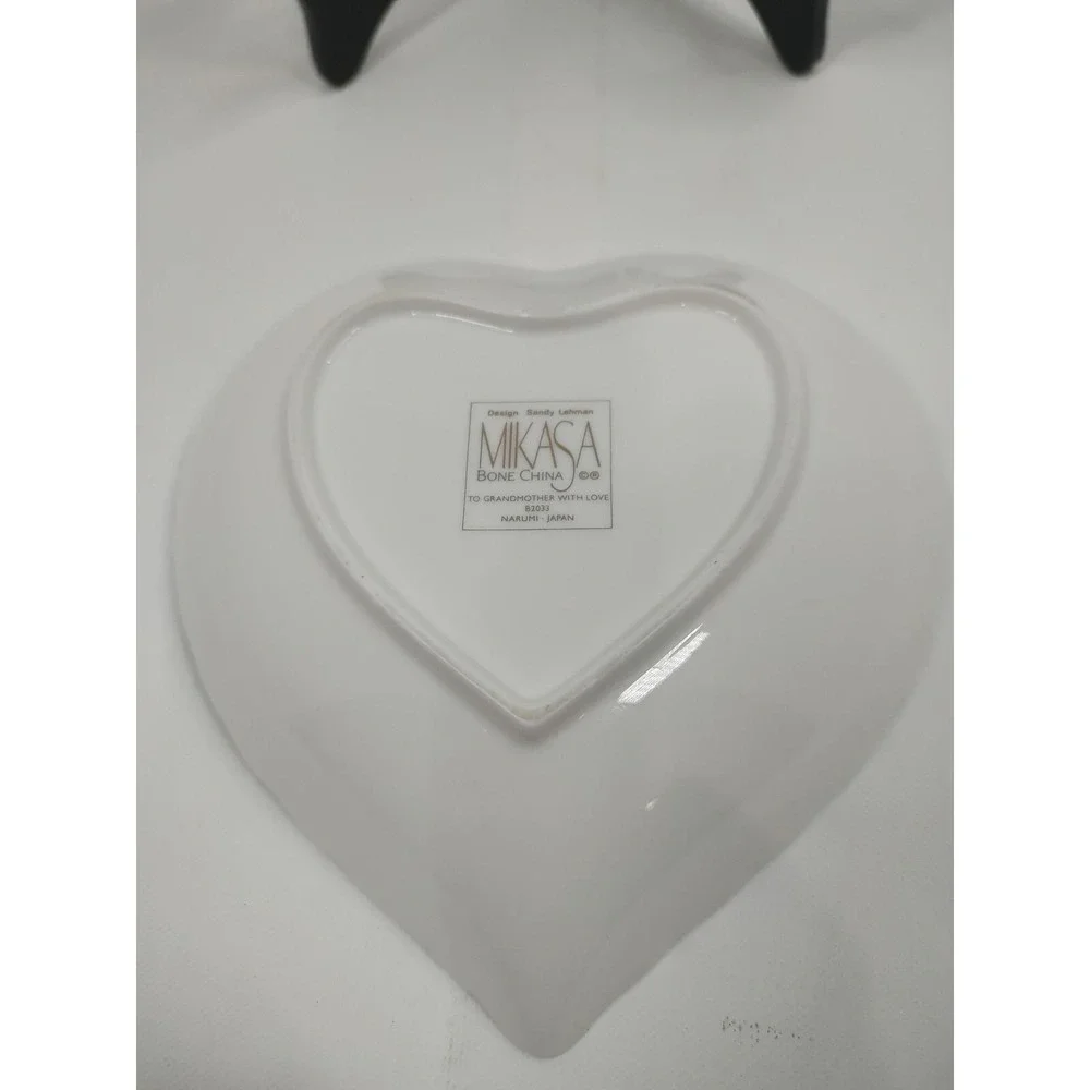 Vintage MIKASA Bone China Grandmother Love Heart‎ Shaped Trinket Dresser Dish